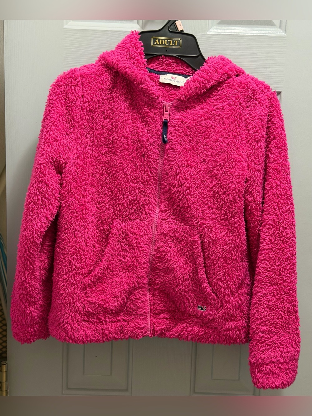 Vineyard Vines Sherpa Hoodie Girls M 10-12 Pink Full Zip Fleece EUC